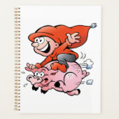 Funny Cartoon Gnome Riding Flying Pig Planer (Vorderseite)