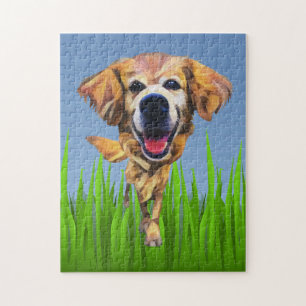 Funny Cartoon Golden Retriever 252 Piece Puzzle