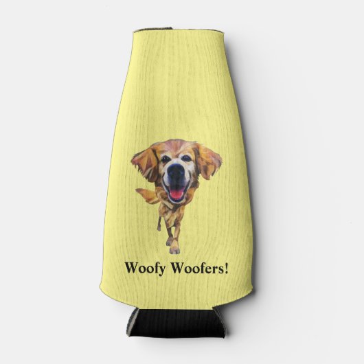 Funny Cartoon Golden Retriever Flasche Cooler Flaschenkühler (Vorderseite)