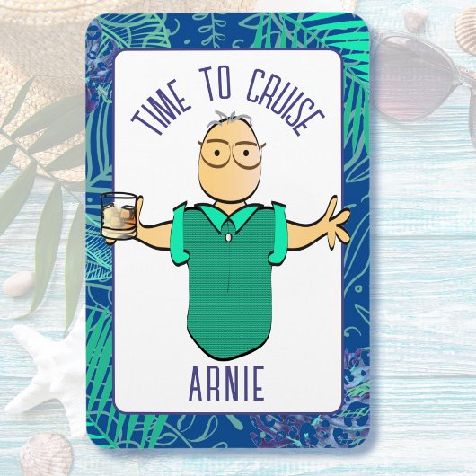 Funny Cartoon Gray Hair Mature Man Cruise Door Magnet