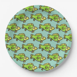 Funny Cartoon Green Fish Drawing Pappteller