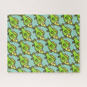 Funny Cartoon Green Fish Drawing Puzzle (Horizontal)