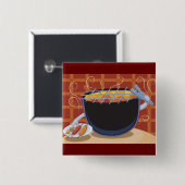 Funny Cartoon GRILLEN Grill mit Tongs und Skewers Button (Vorne & Hinten)