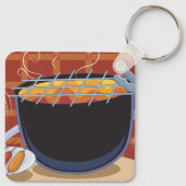 Funny Cartoon GRILLEN Grill mit Tongs und Skewers Schlüsselanhänger (Rückseite)