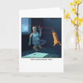 Funny Cartoon Grußkarte - Laser Cat Karte (Gelbe Blume)