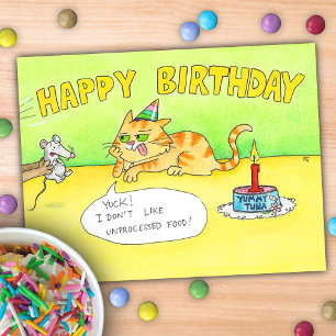 Funny Cartoon Happy Birthday Cat Postkarte