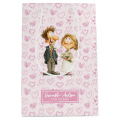 Funny Cartoon Hochzeitsgeschenk Bag Bride Groom Sp Mittlere Geschenktüte (Vorderseite)