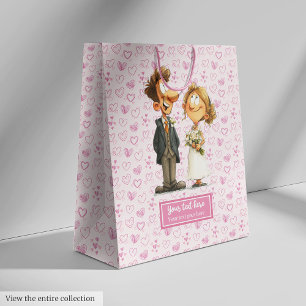 Funny Cartoon Hochzeitsgeschenk Bag Bride Groom Sp Mittlere Geschenktüte