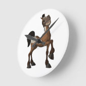Funny Cartoon Horse Clock Runde Wanduhr (Winkel)
