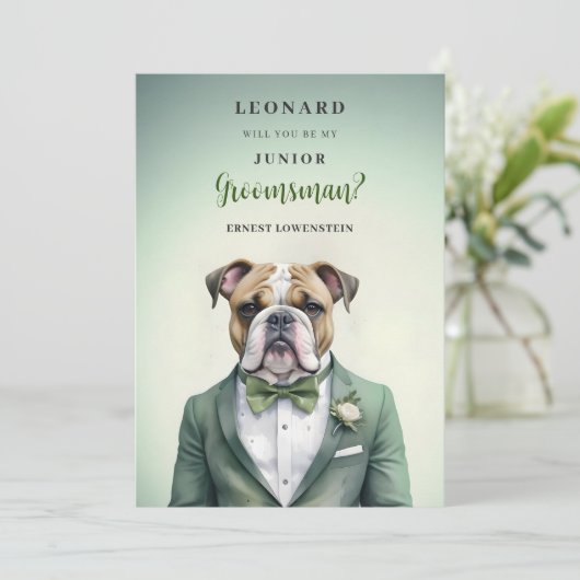 Funny Cartoon Humanoide Bulldog JR Groomsman (Stehend Vorderseite)