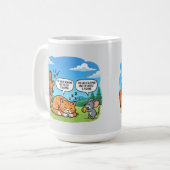 Funny Cartoon Hund, Katze und Maus Kaffeetasse (Vorderseite Links)