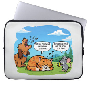 Funny Cartoon Hund, Katze und Maus Laptopschutzhülle