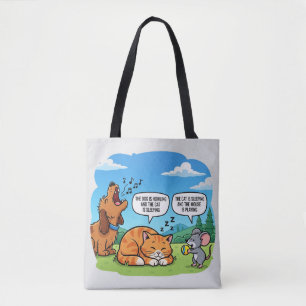 Funny Cartoon Hund, Katze und Maus Tasche