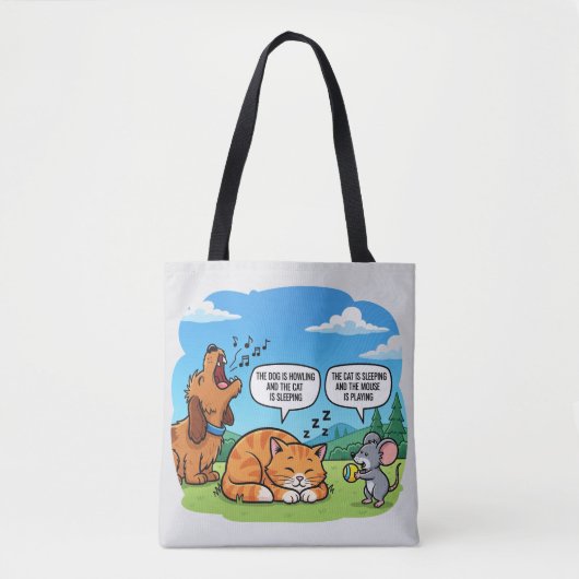 Funny Cartoon Hund, Katze und Maus Tasche (Vorderseite)