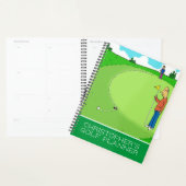 Funny Cartoon Illustration der Golfer. Planer (Anzeige)