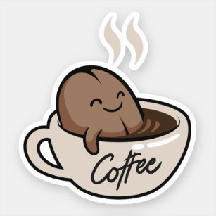 Funny Cartoon in der Kaffee-Tasse l Spaß l Brown Aufkleber