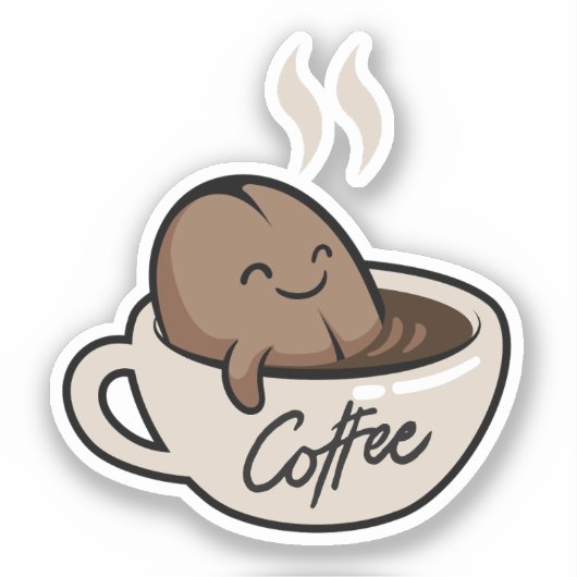 Funny Cartoon in der Kaffee Tasse Spaß Scrapbook Aufkleber (Vorderseite)