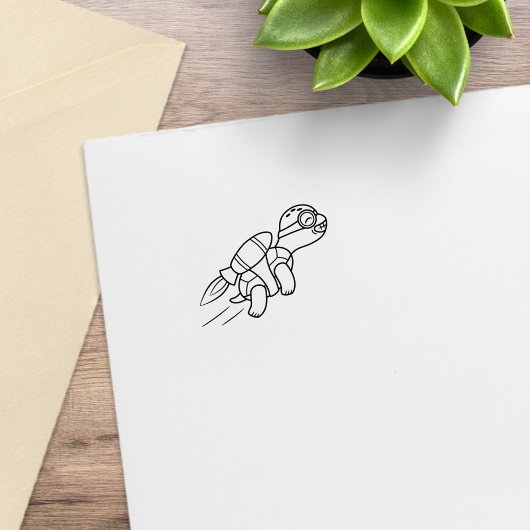 Funny Cartoon Jetpack Turtle 2 Gummistempel