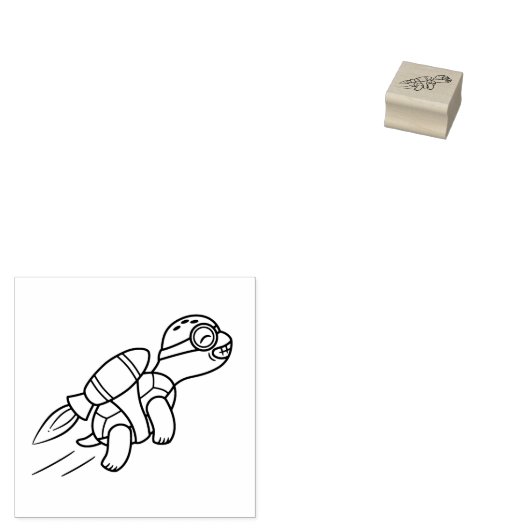 Funny Cartoon Jetpack Turtle 2 Gummistempel (Stempel)