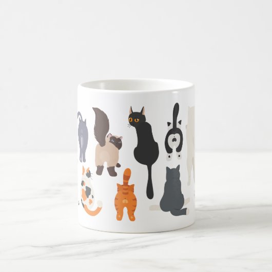 Funny Cartoon Katzen hinter Aussicht Kaffeetasse (Mittel)