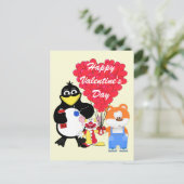 Funny Cartoon kids Valentines Feiertagspostkarte (Stehend Vorderseite)