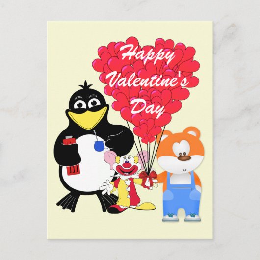 Funny Cartoon kids Valentines Feiertagspostkarte (Vorderseite)