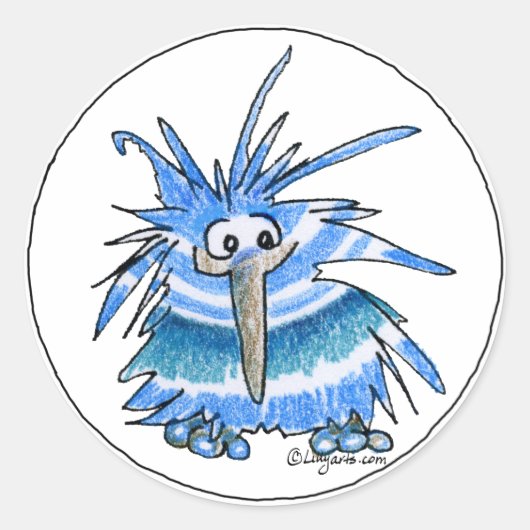 Funny Cartoon Kiwi Bird 5 Round Sticker (Vorderseite)