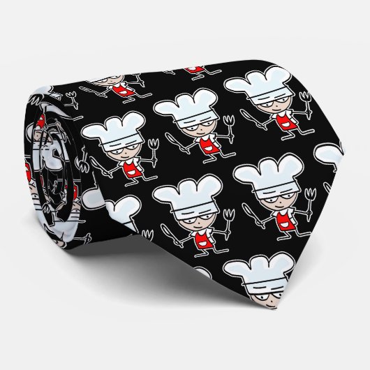 Funny Cartoon Koch Muster Krawatte Geschenk für Ko (Gerollt)