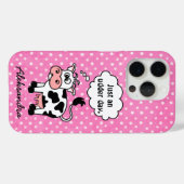 Funny Cartoon Kuh Pink Polka Dot Personalisiert Case-Mate iPhone Hülle (Rückseite (Horizontal))