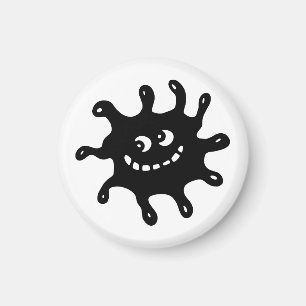 Funny Cartoon lächelt Black & White Germ Magnet