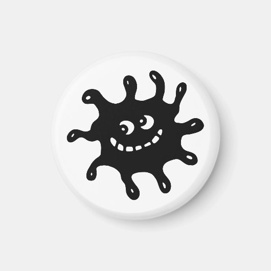 Funny Cartoon lächelt Black & White Germ Magnet (Vorne)