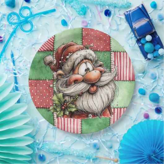 Funny Cartoon Laughing Santa  Pappteller (Party)