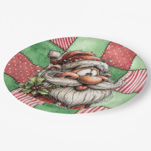Funny Cartoon Laughing Santa Pappteller (Schrägansicht)