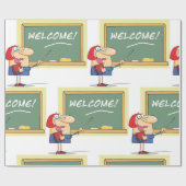 Funny Cartoon Lehrer Willkommen zurück in der Schu Geschenkpapier (Flach)