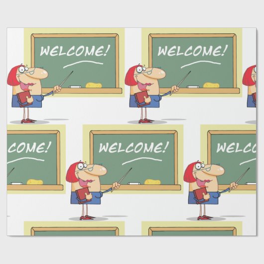 Funny Cartoon Lehrer Willkommen zurück in der Schu Geschenkpapier (Flach)