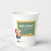 Funny Cartoon Lehrer Willkommen zurück in der Schu Pappbecher (Vorderseite)