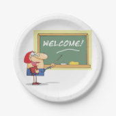 Funny Cartoon Lehrer Willkommen zurück in der Schu Pappteller (Vorderseite)