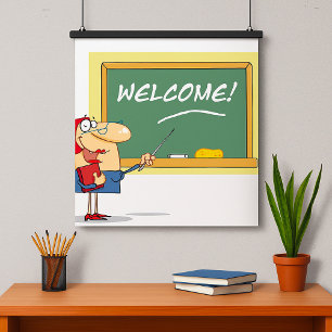 Funny Cartoon Lehrer Willkommen zurück in der Schu Poster
