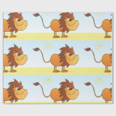 Funny Cartoon Löwe in Sun Safari Tier Geschenkpapier (Flach)