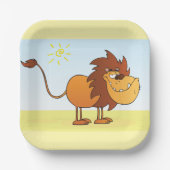Funny Cartoon Löwe in Sun Safari Tier Pappteller (Vorderseite)