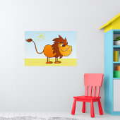 Funny Cartoon Löwe in Sun Safari Tier Poster