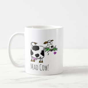 Funny Cartoon Mad Cow Tasse - personalisieren Sie