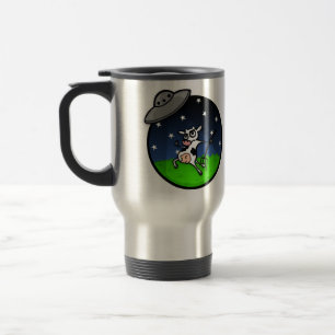 FUNNY CARTOON MÄDCHEN KUHE UFO ABDUCTION METALE TA REISEBECHER