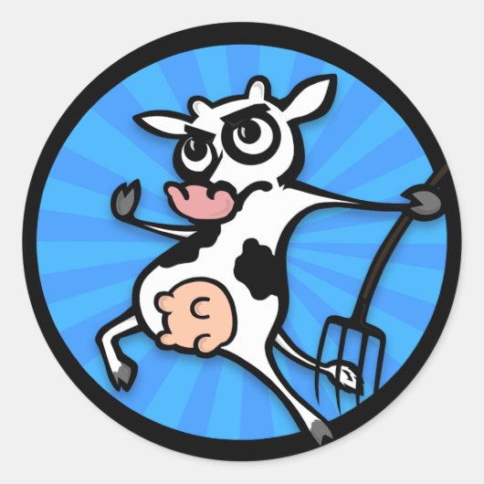FUNNY CARTOON MÄDY COW GRAPHIC ROUND STICKERS (Vorderseite)