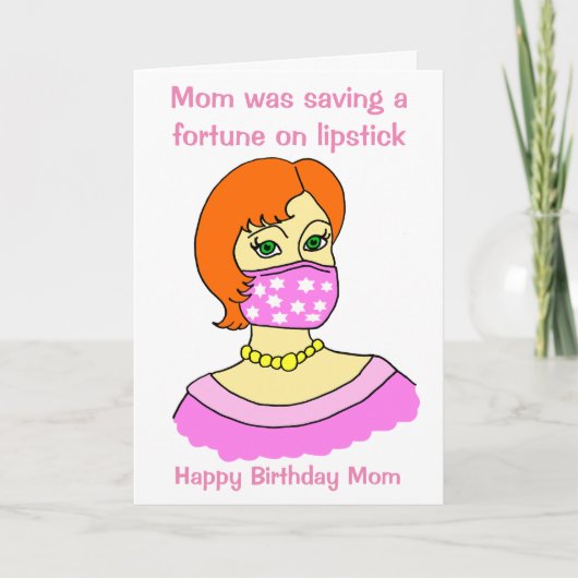 Funny Cartoon Mama Maske Lipstick Rot Geburtstag Karte (Vorderseite)