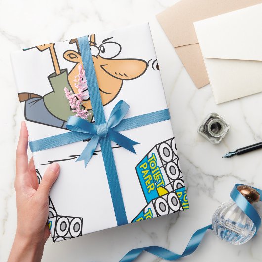 Funny Cartoon Man Panik kaufen Toilettenpapier Geschenkpapier