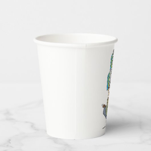 Funny Cartoon Man Panik kaufen Toilettenpapier Pappbecher (Rechts)