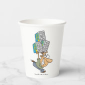 Funny Cartoon Man Panik kaufen Toilettenpapier Pappbecher (Vorderseite)