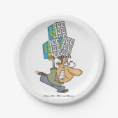 Funny Cartoon Man Panik kaufen Toilettenpapier Pappteller (Vorderseite)