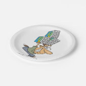 Funny Cartoon Man Panik kaufen Toilettenpapier Pappteller (Schrägansicht)